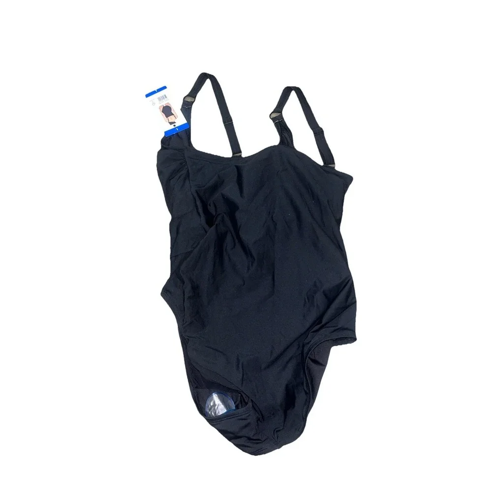 NWT Women's Black‎ DKNY One Piece Swimsuit Size Large - Picture 2 of 2